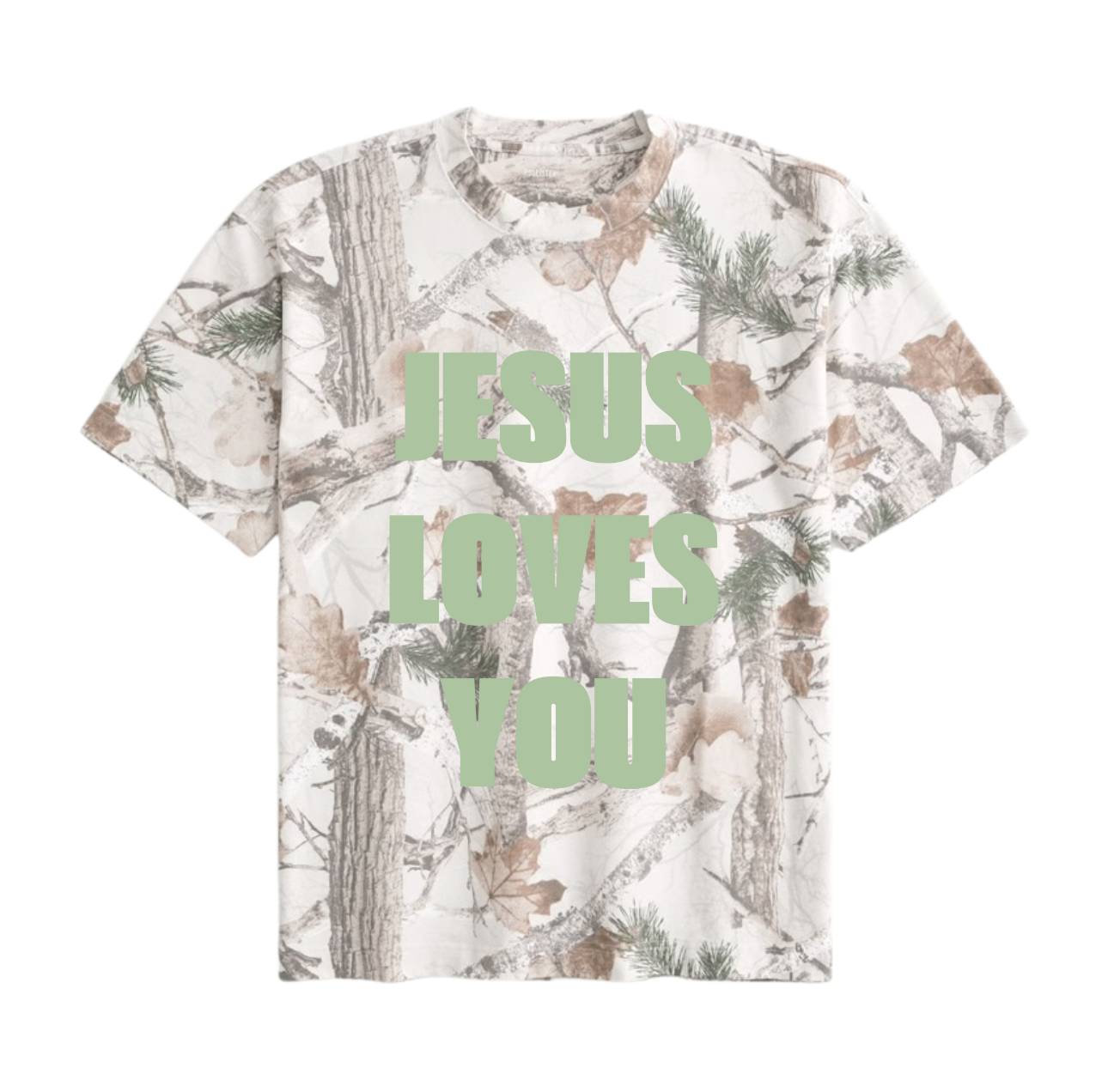 JESUS LOVES YOU BOXY CAMO T-SHIRT