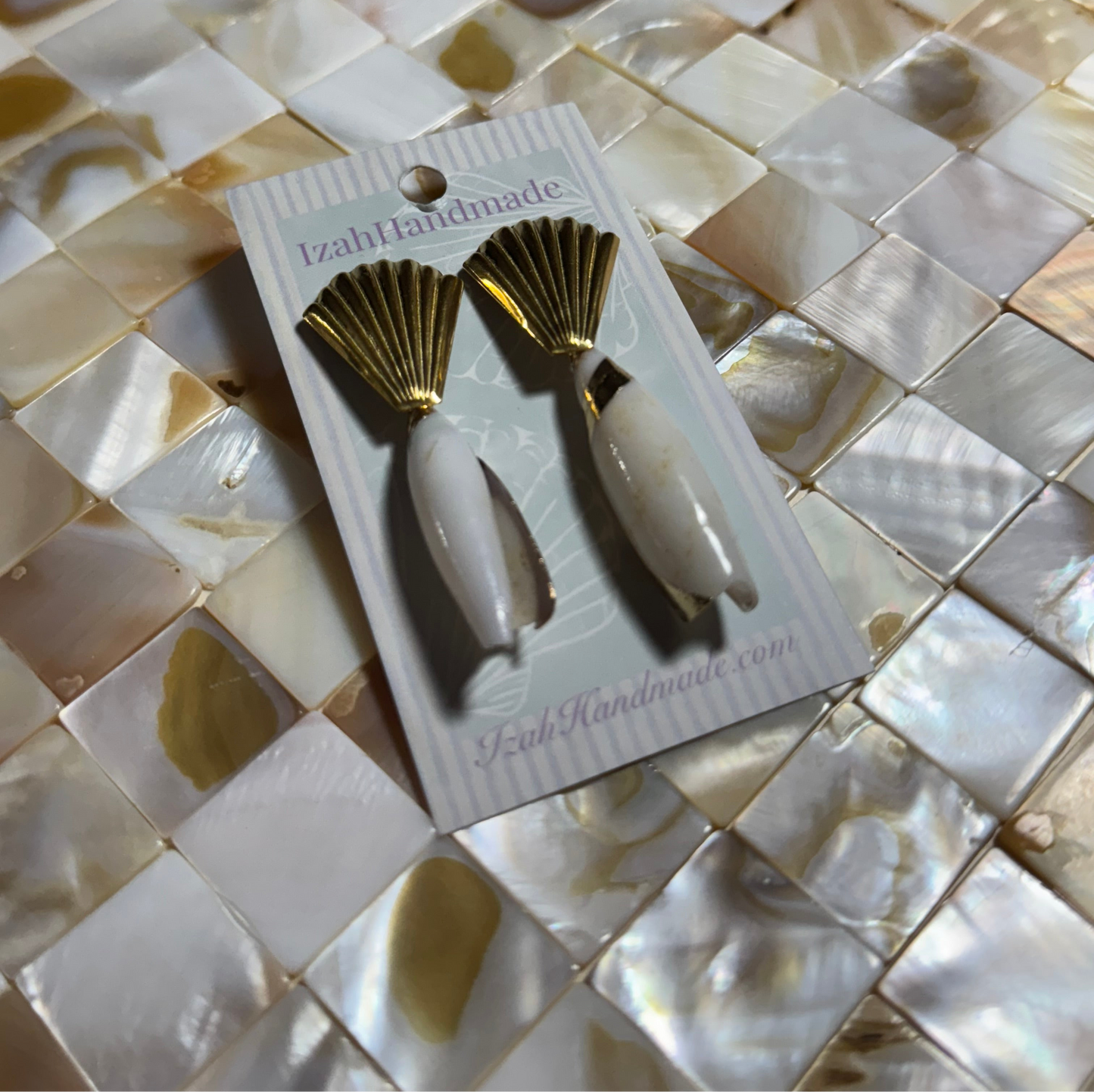 Gold Sea Shell Statement Earrings