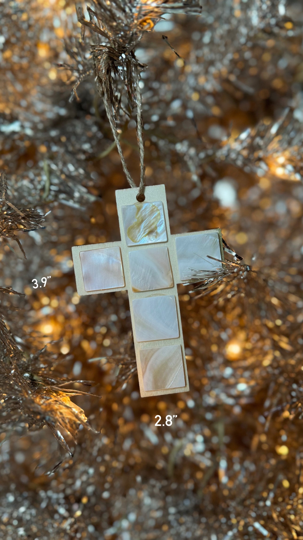 Abalone Cross Car Hanging Display/Christmas Ornament