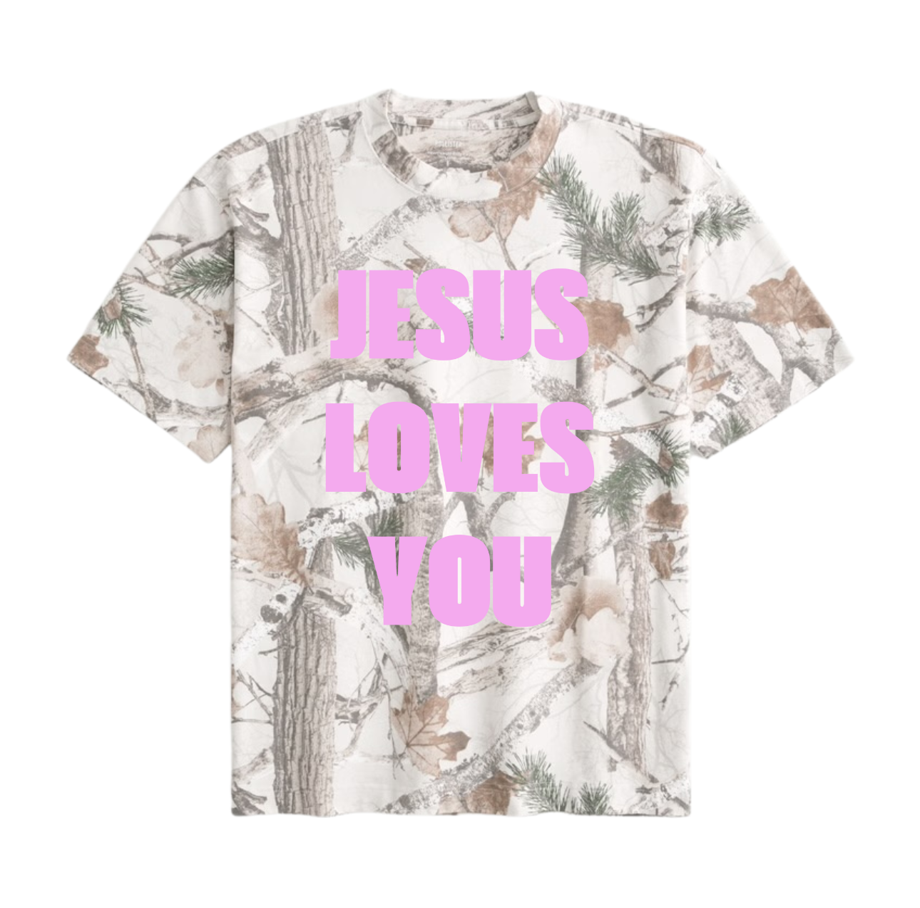 JESUS LOVES YOU BOXY CAMO T-SHIRT