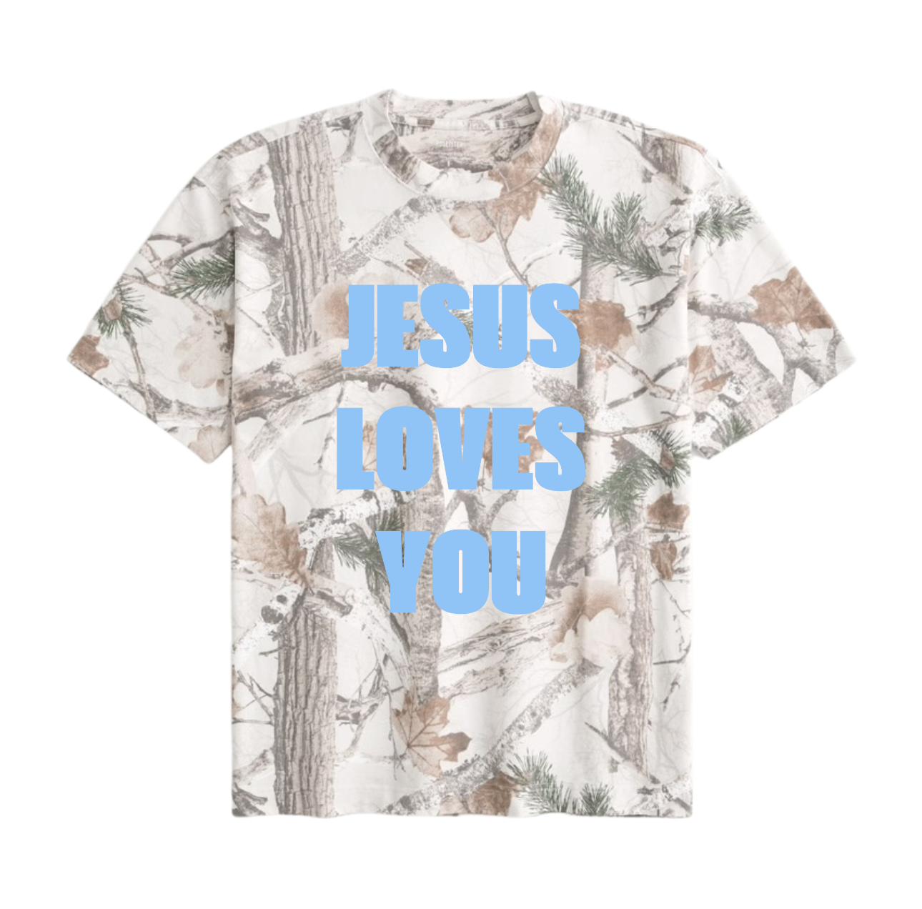 JESUS LOVES YOU BOXY CAMO T-SHIRT