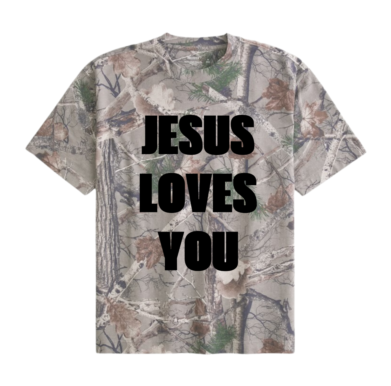 JESUS LOVES YOU BOXY CAMO T-SHIRT
