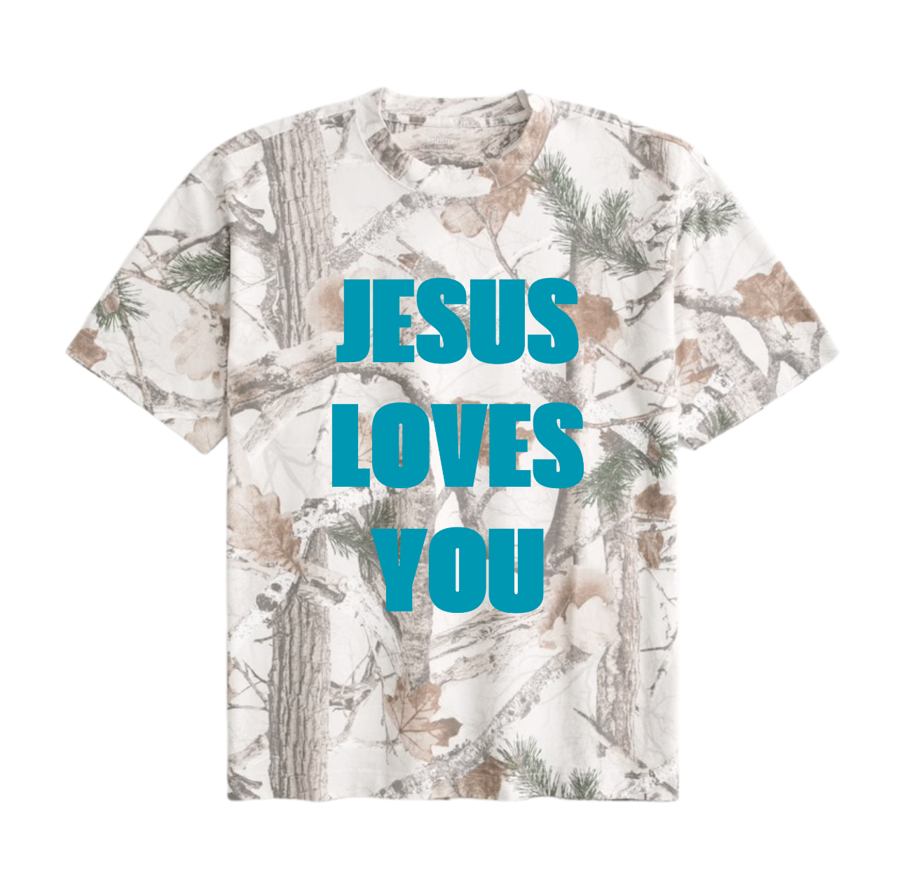JESUS LOVES YOU BOXY CAMO T-SHIRT