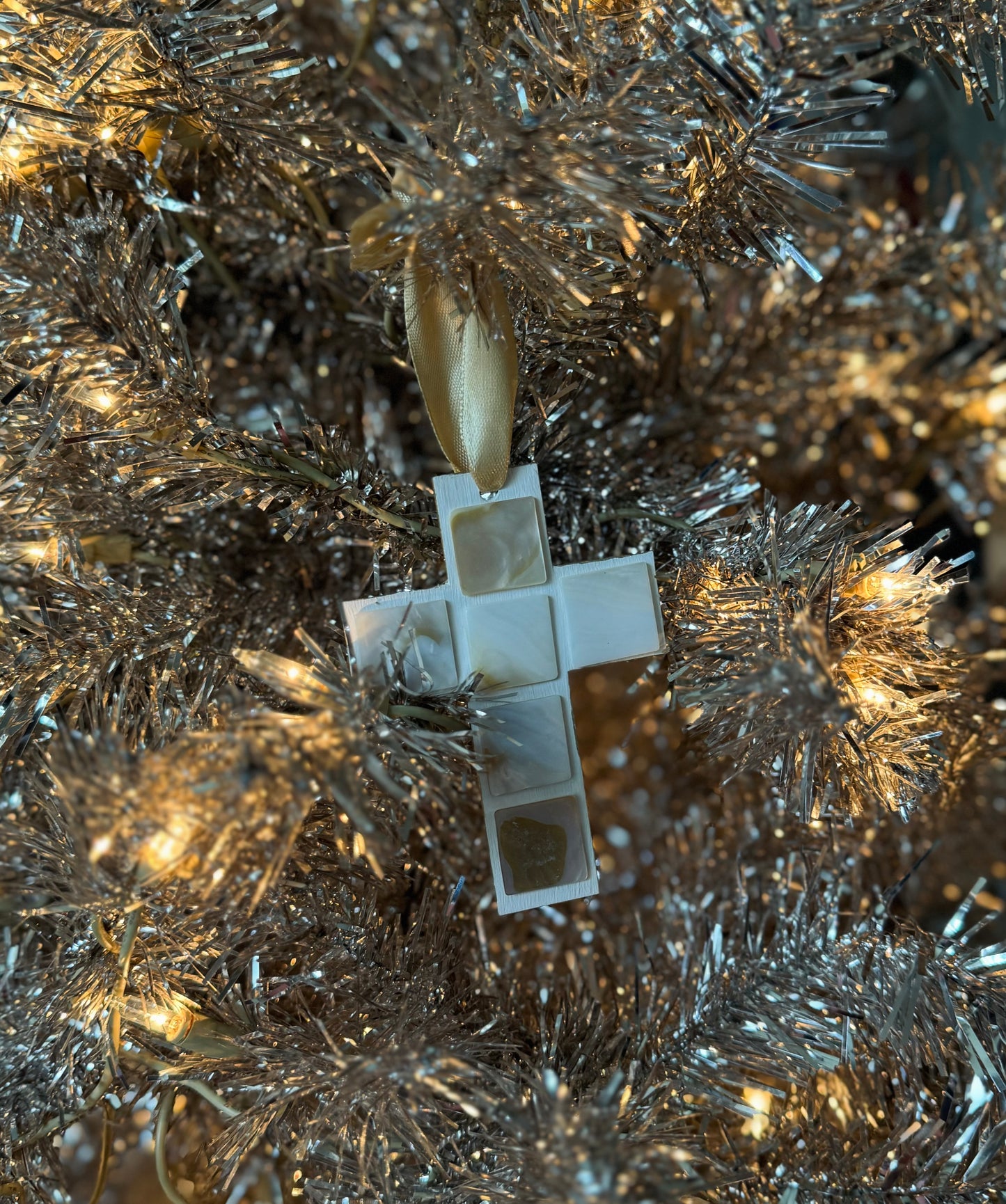 Abalone Cross Christmas Ornament