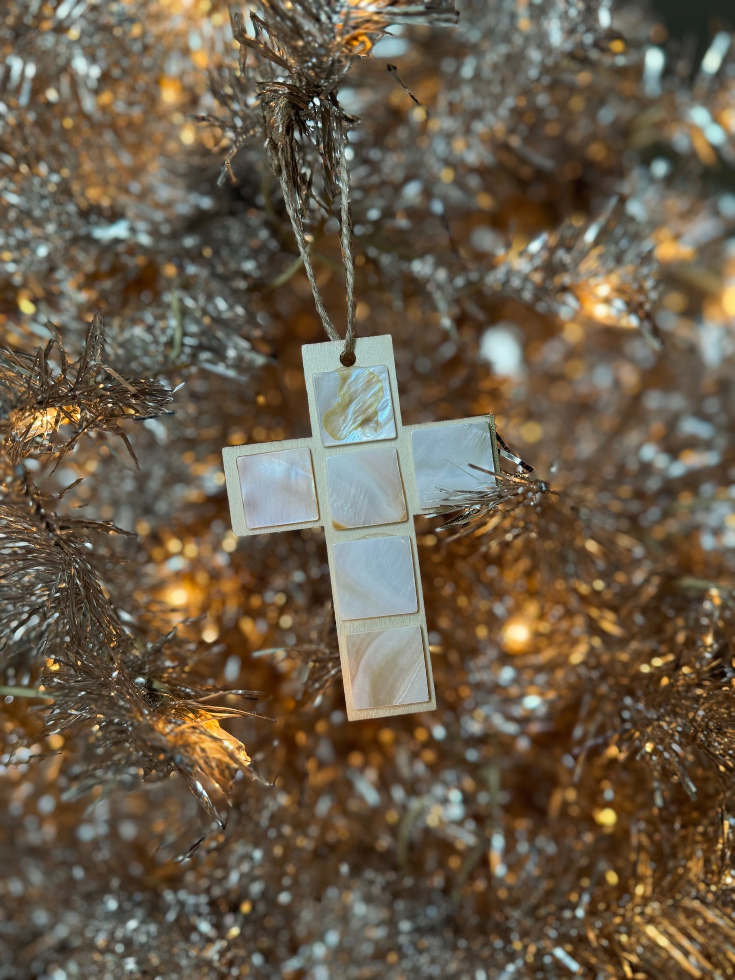 Abalone Cross Christmas Ornament