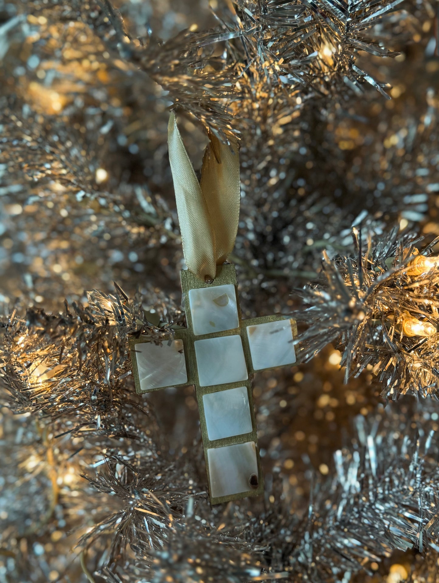 Abalone Cross Christmas Ornament