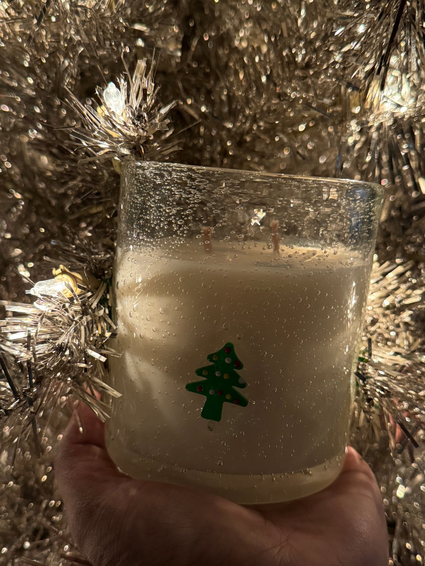 Frosted Evergreen Christmas Candle