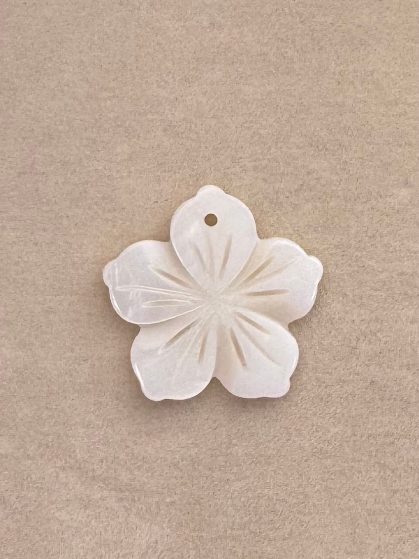Mother of pearl Plumeria flower charm
