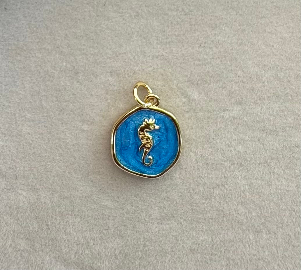 Blue sea horse charm