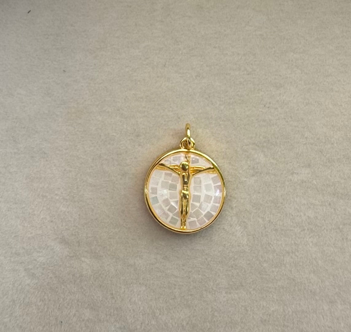 Mother of pearl/abalone crucifix cross charm
