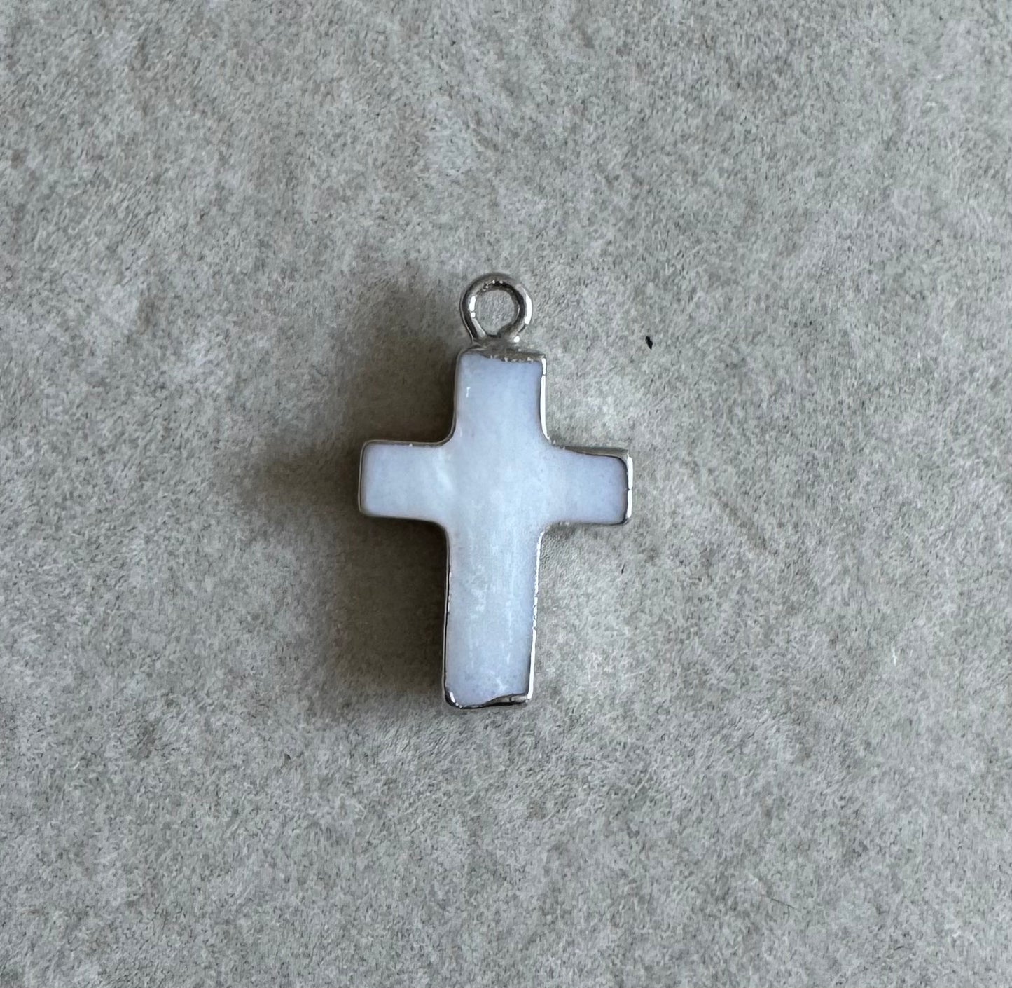 Mother of pearl silver foiled cross charm