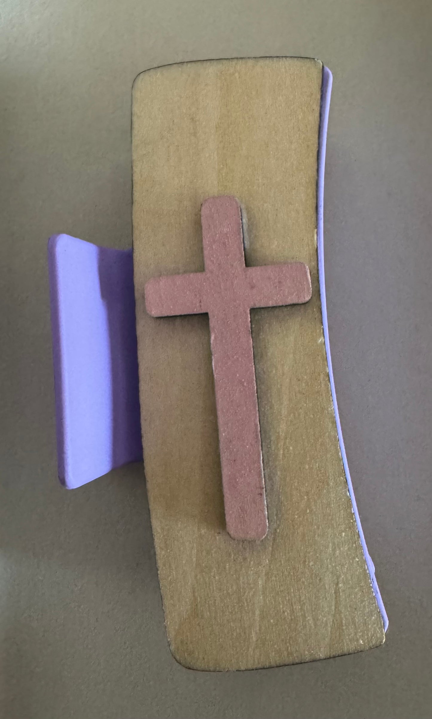 Large lilac and pink cross claw clip