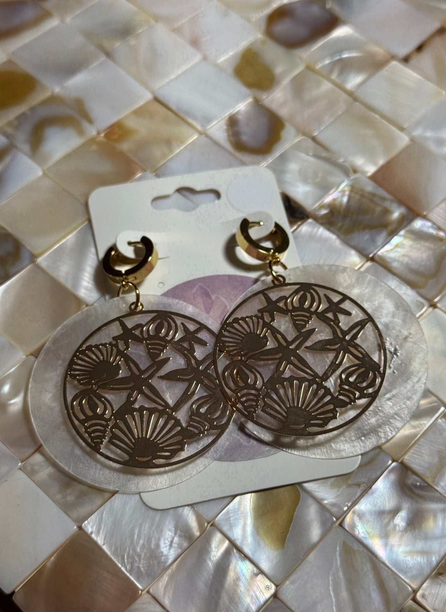 Gold Sea Shell Coastal Huggie Hoops