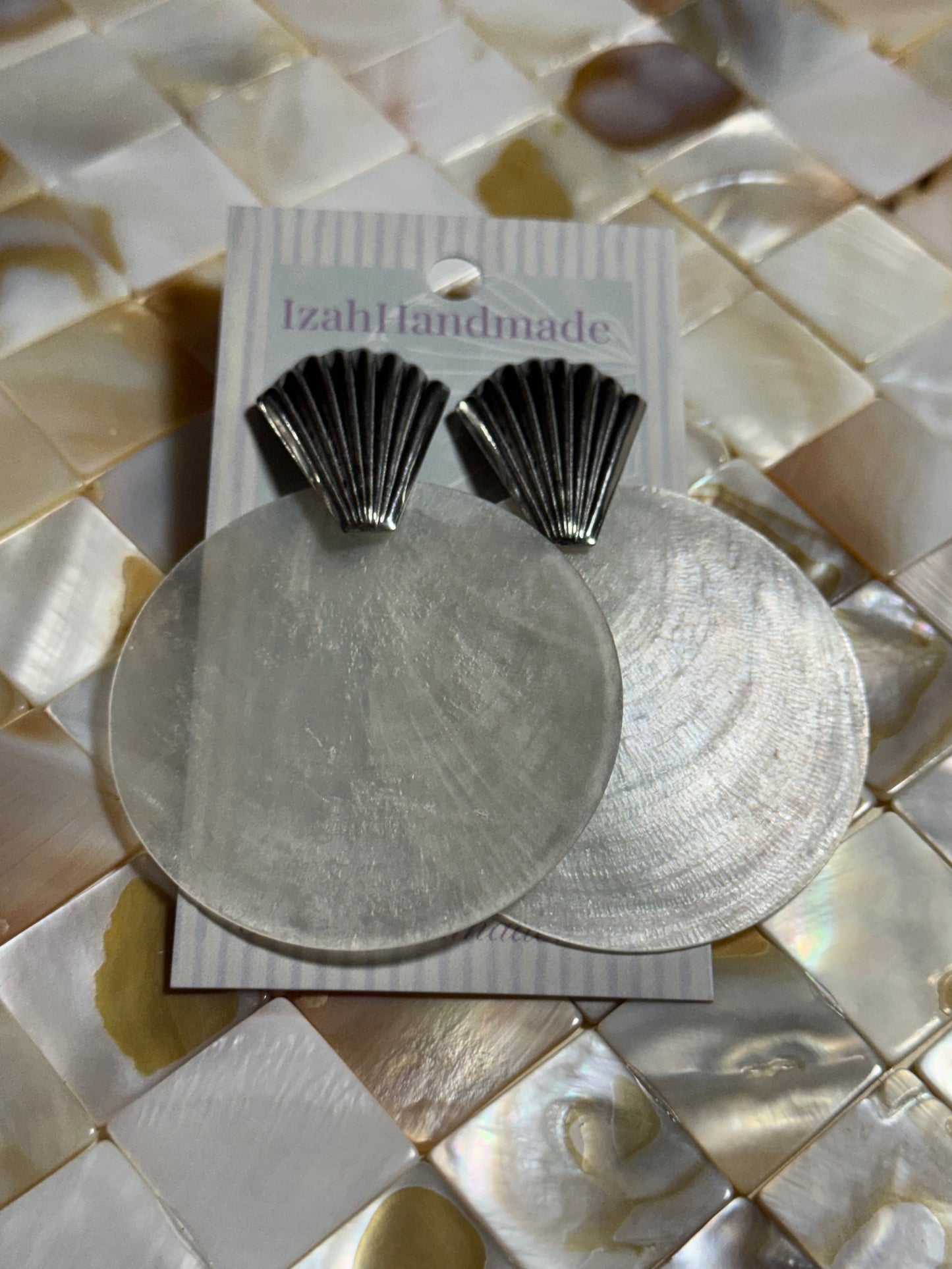 Large White Sea Shell Statement Studs