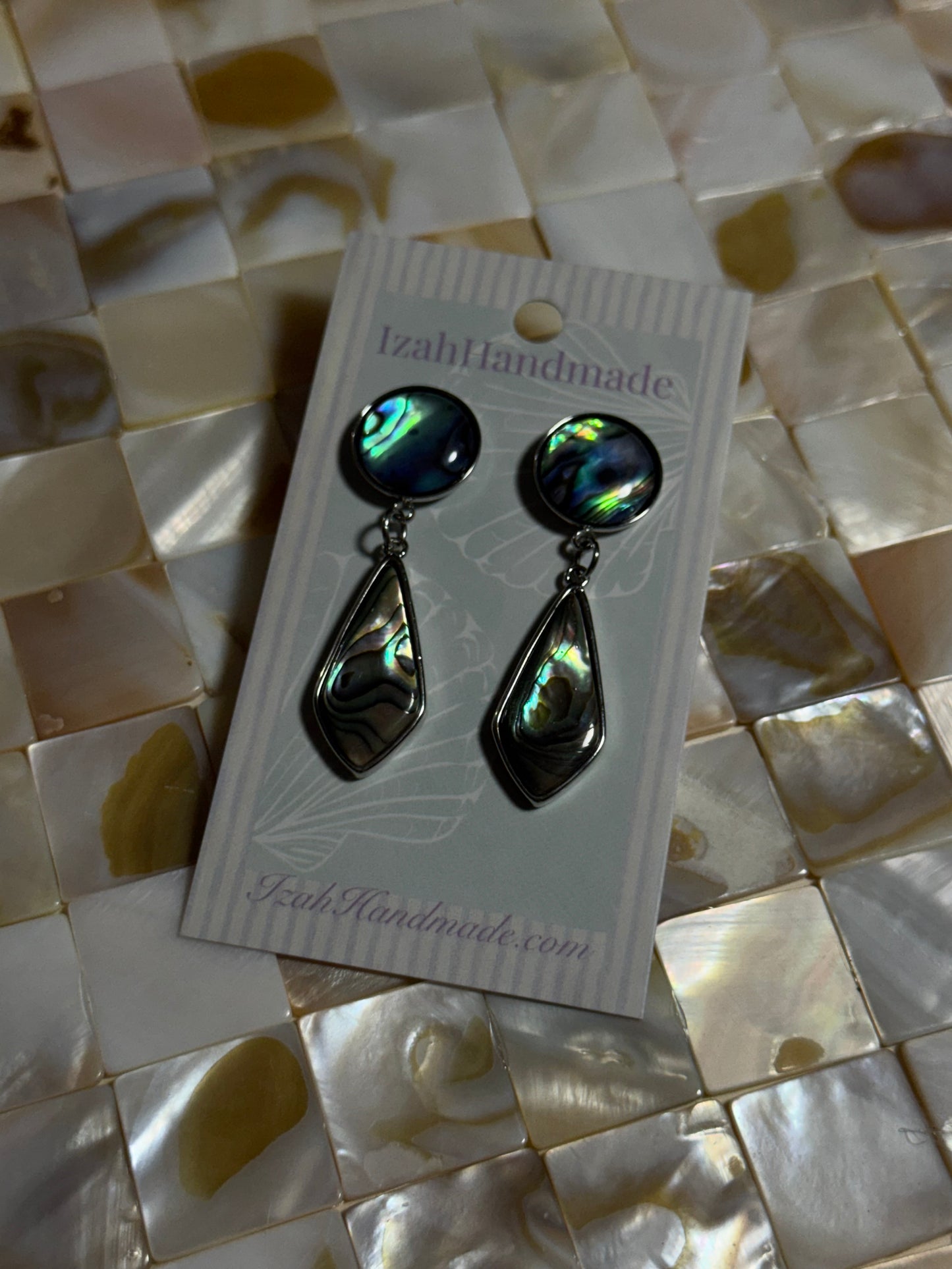 Silver Abalone Statement studs