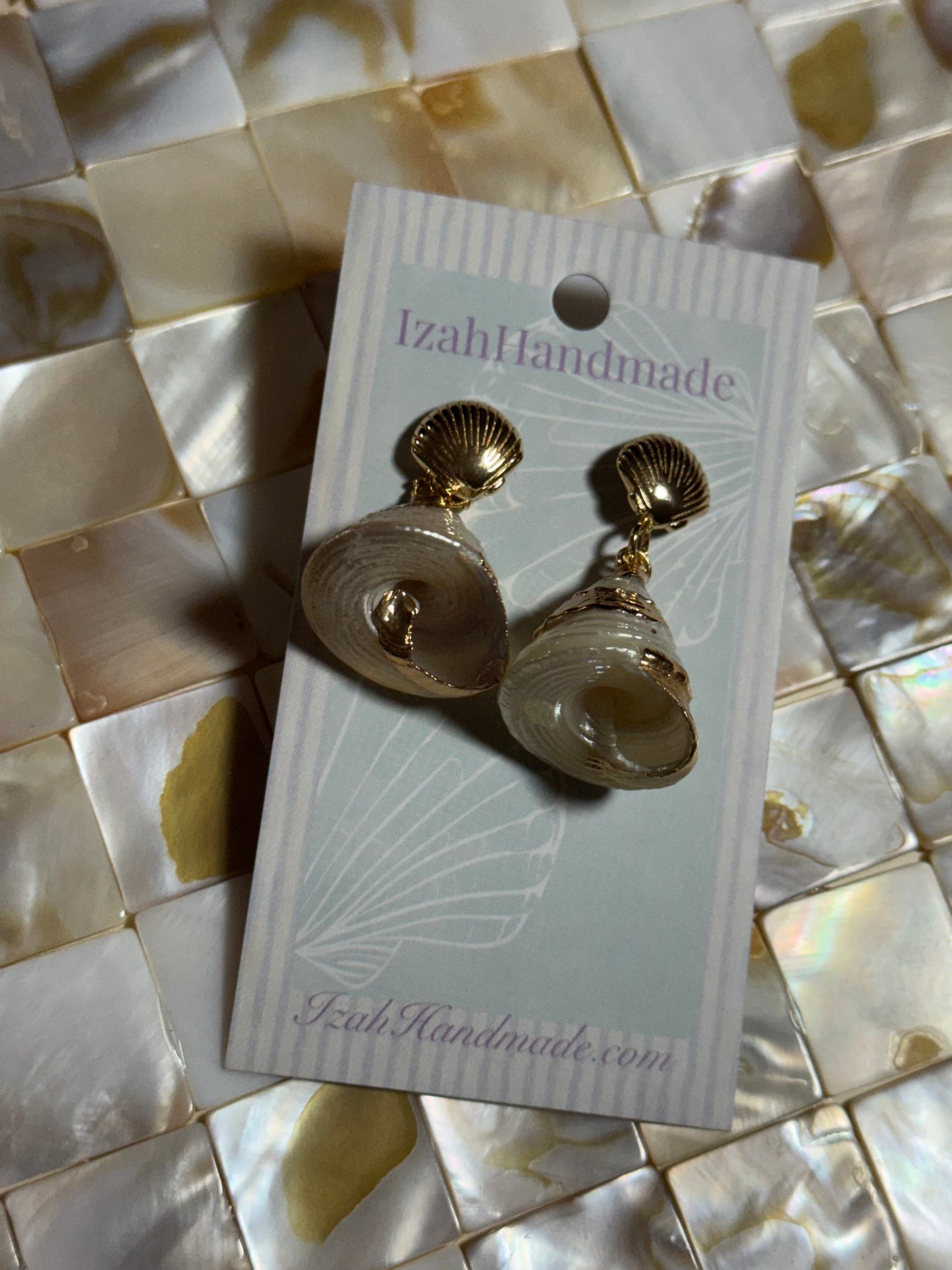 Gold Moon Snail Seashell studs