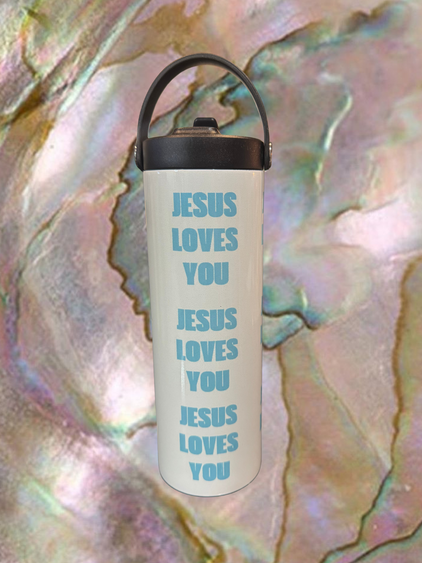 Blue Jesus loves you tumbler