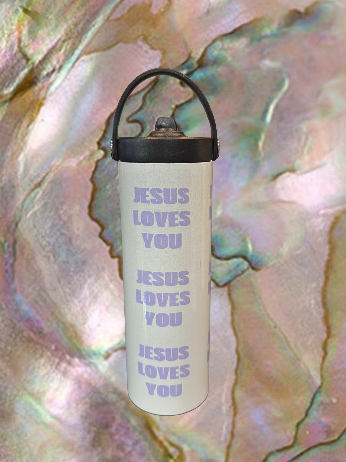 Purple Jesus loves you tumbler