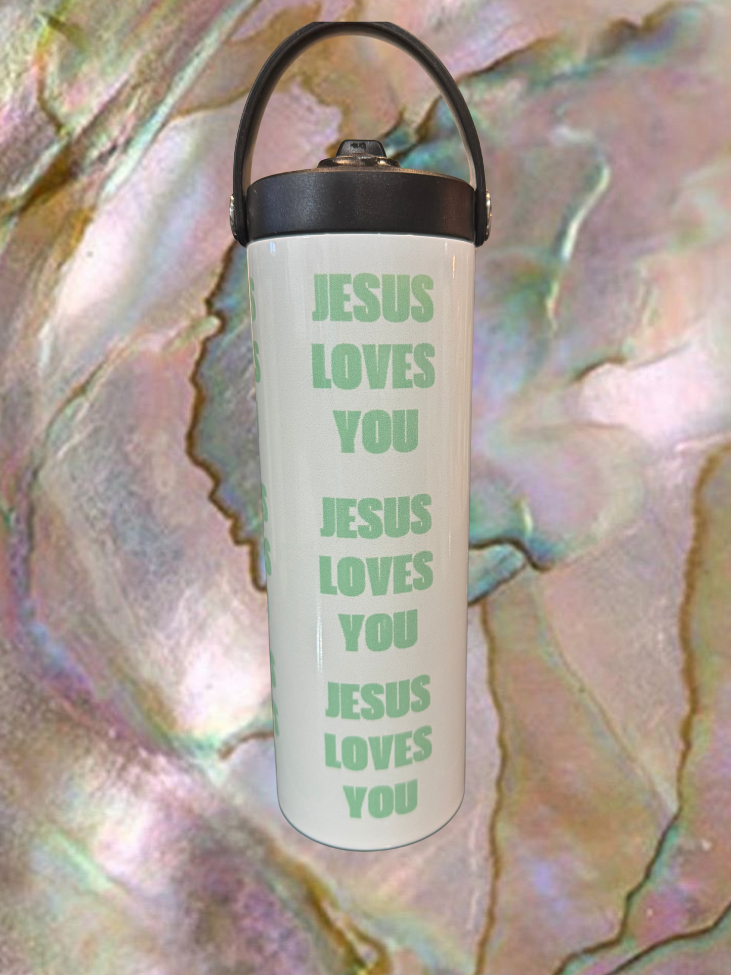 Sage green Jesus loves you tumbler