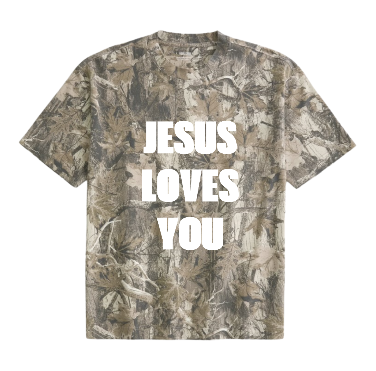 JESUS LOVES YOU DARK CAMO BOXY T SHIRT