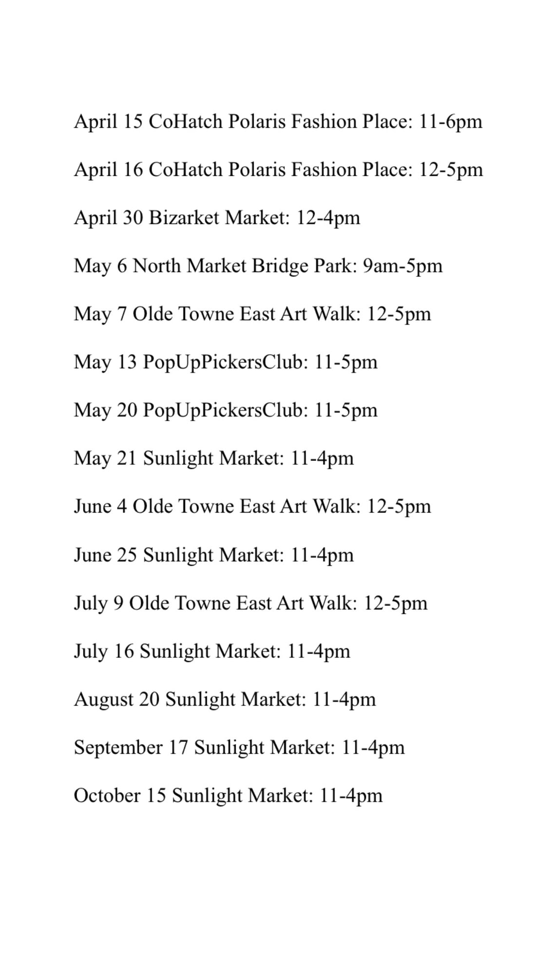 Market Schedule