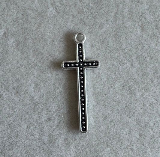 Silver long cross charm