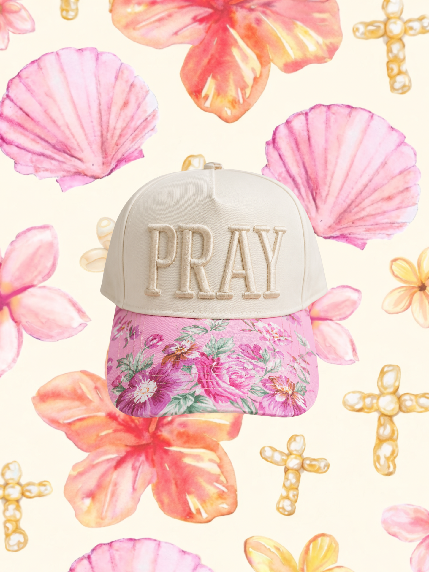 Pray Pink Floral Trucker Hat