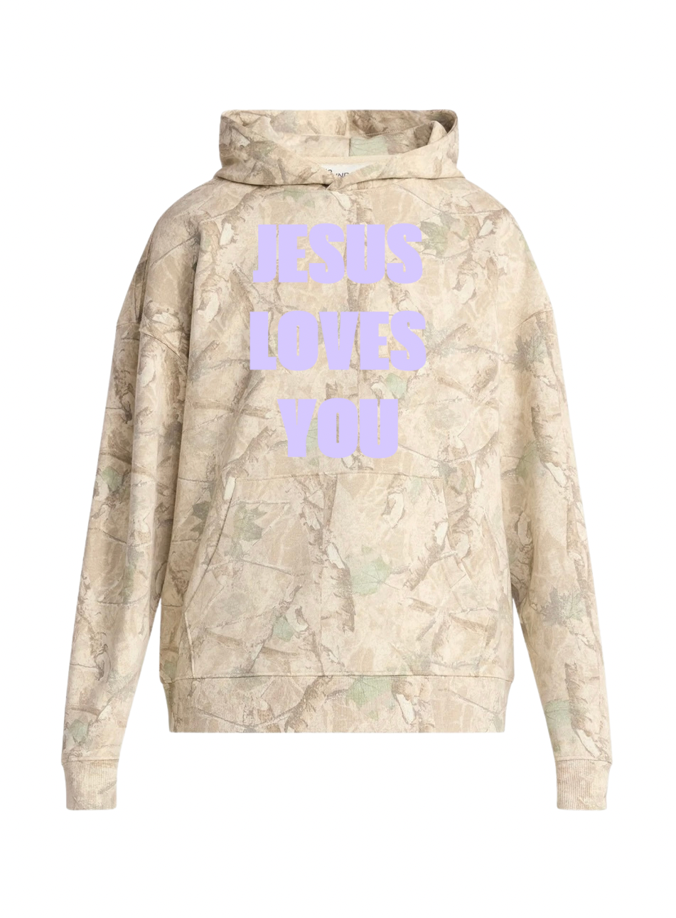 White Camo Jesus Loves You Hoodie