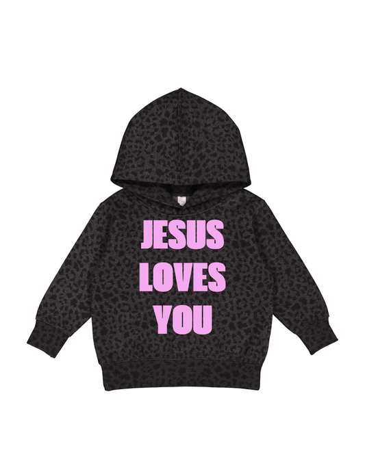Toddler Black Leopard Jesus Loves You