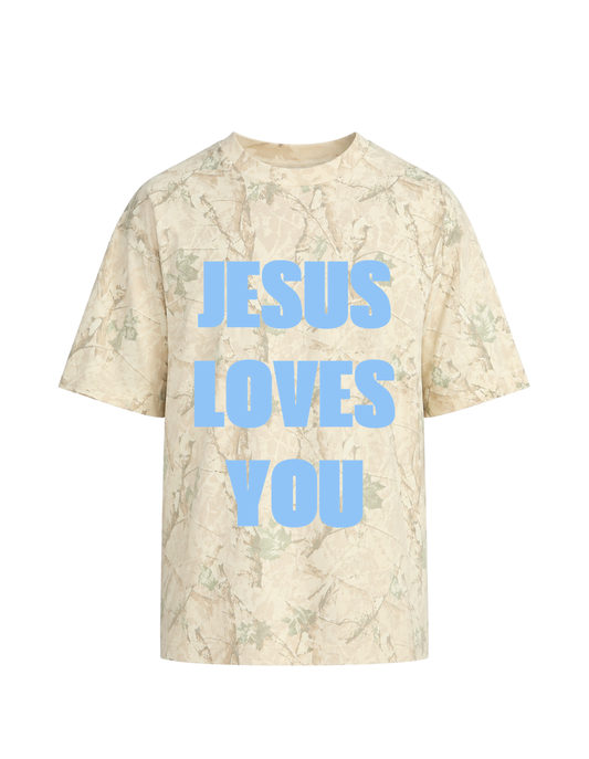White Camo Jesus Loves You Shirt