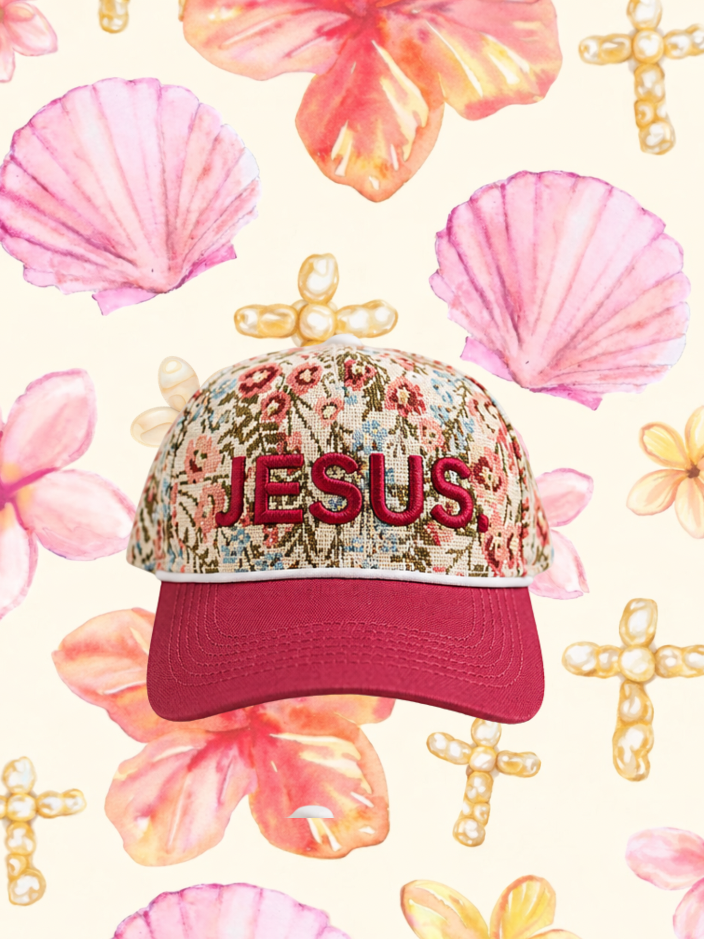 Jesus Vintage Floral Trucker Hat