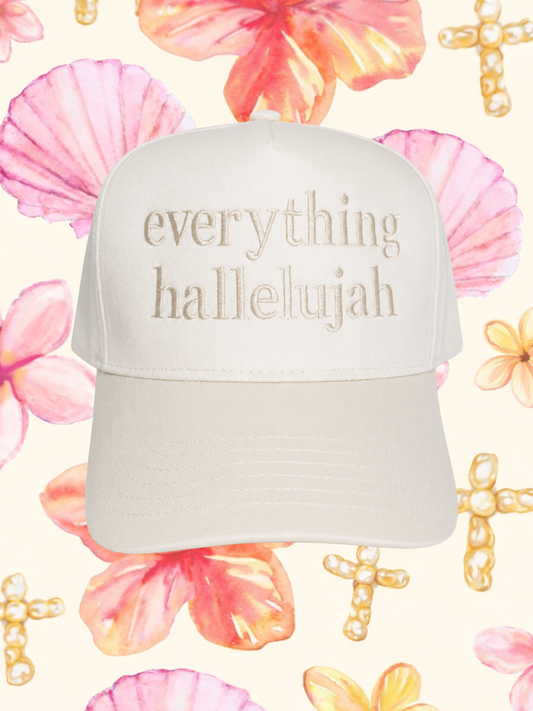 Everything HALLELUAH beige trucker hat