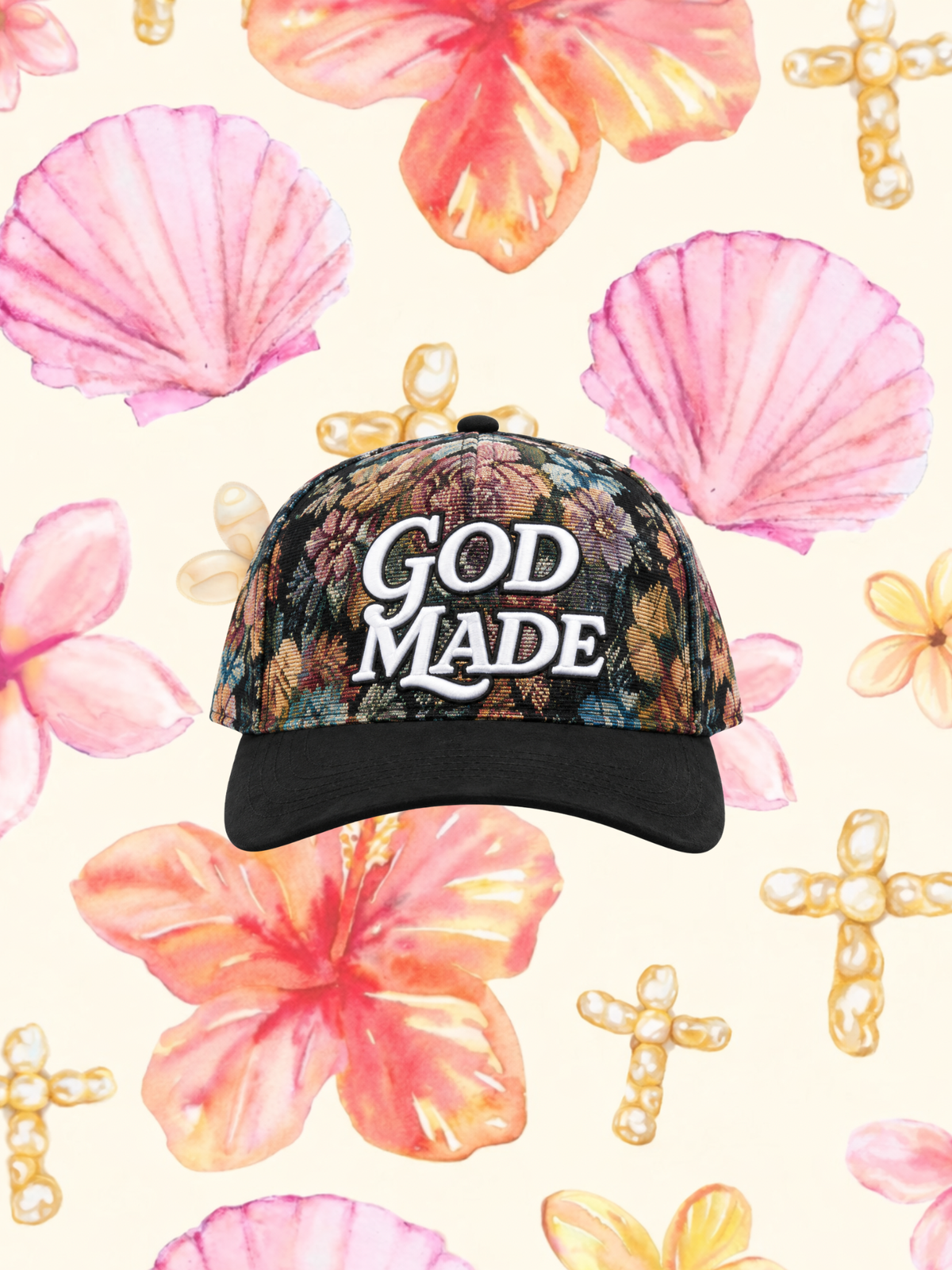 Black God Made Vintage Floral Hat