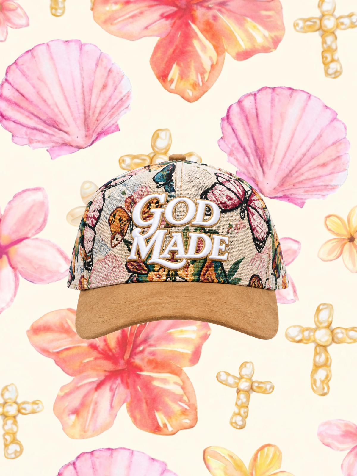 Butterfly God Made Vintage Floral Hat