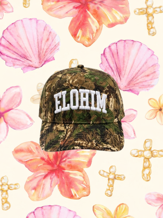 ELOHIM real tree camo trucker hat
