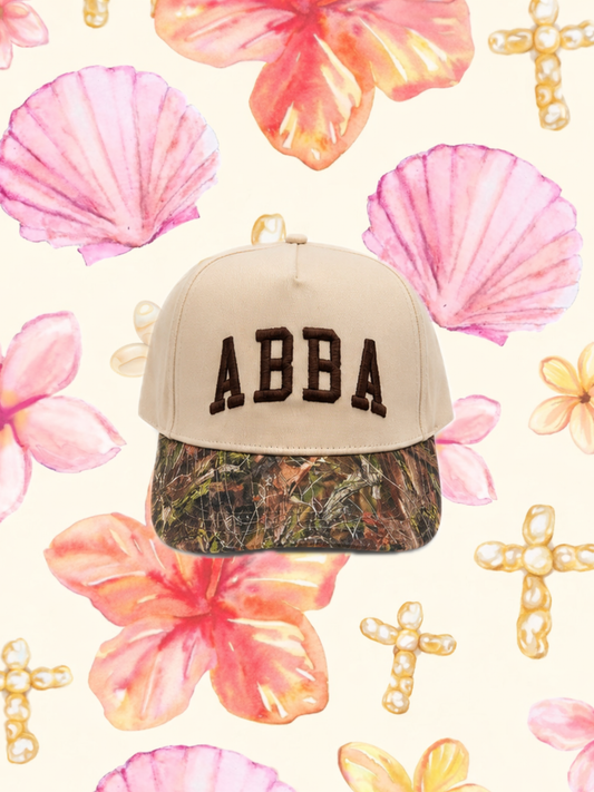 ABBA real tree camo brim trucker hat