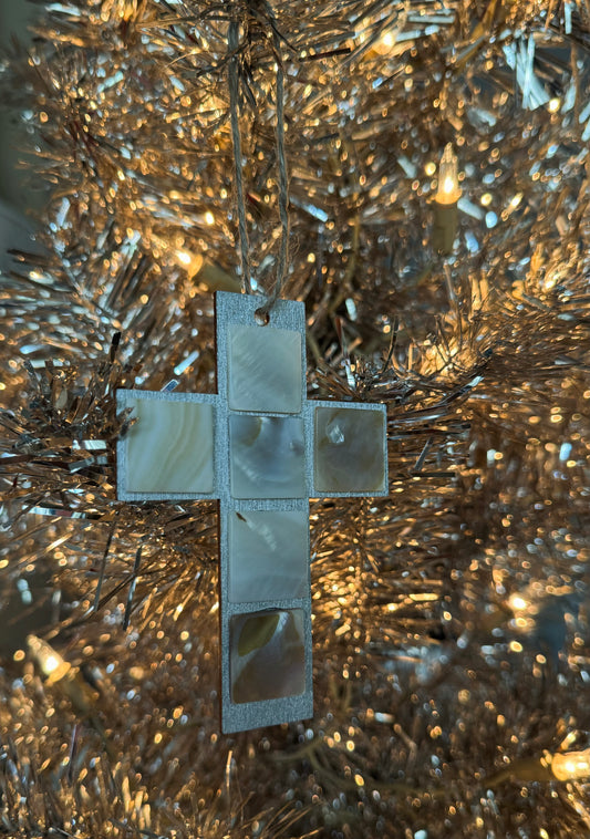 Abalone Cross Christmas Ornament