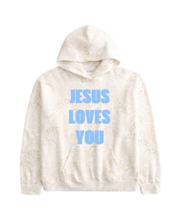 White Sea Shell Jesus Loves You Hollister Hoodie (Copy)