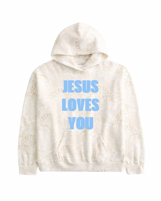 White Sea Shell Jesus Loves You Hollister Hoodie (Copy)
