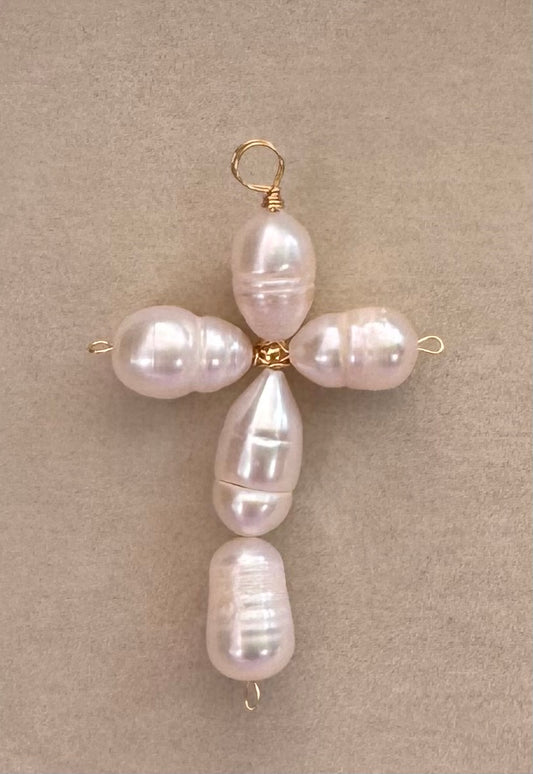 Fresh water pearl cross charm