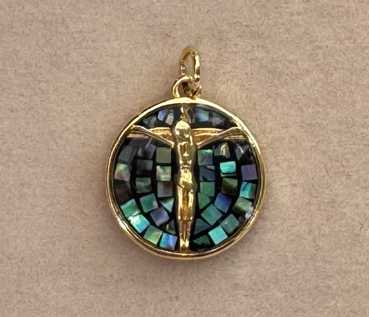 Mother of pearl/abalone crucifix cross charm
