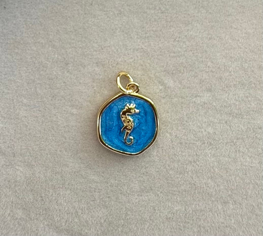 Blue sea horse charm