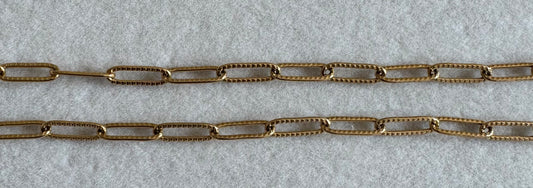 Gold crimped large paper clip chain