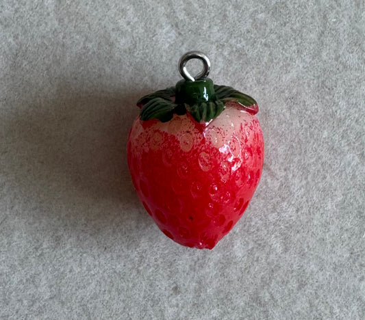 Strawberry silver charm