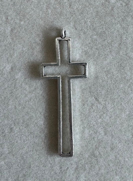 Silver cross long charm
