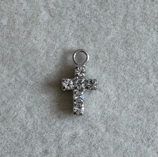 Sparkle silver cross charm