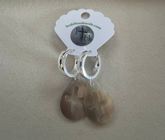 Silver abalone cross Huggies