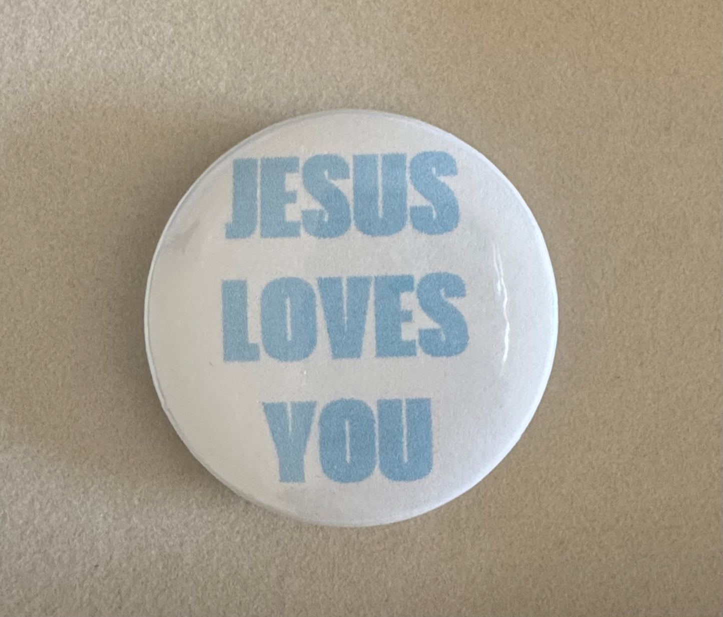 Blue Jesus loves you pin