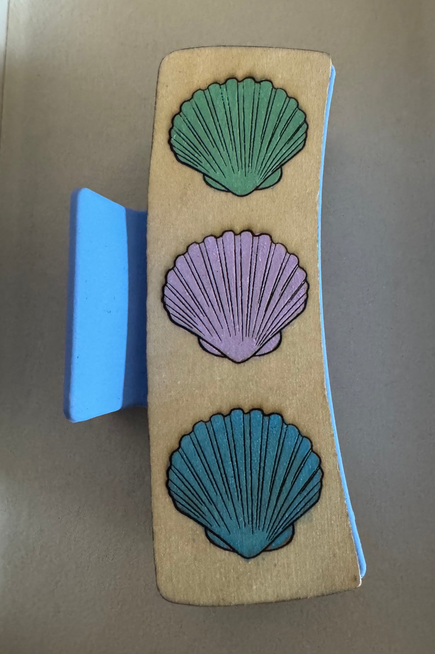 Baby blue colorful large sea shell claw clip