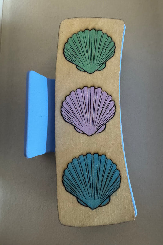 Baby blue colorful large sea shell claw clip